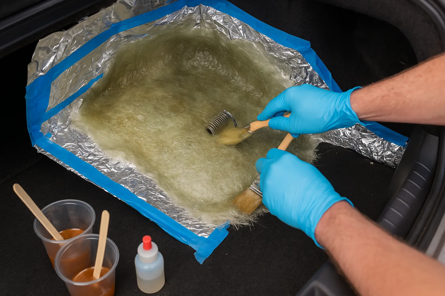 CSM layers being applied in vehicle cavity using proper stippling technique